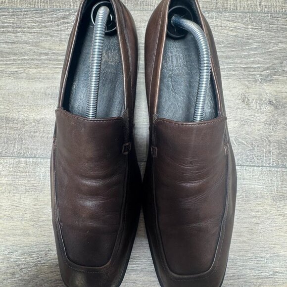 Donald Pliner Pole 120 Brown Leather Square Toe Loafers Men's Size 10 - Picture 2 of 6